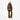 Oversized brown shearling jacket back view with beige trim on model