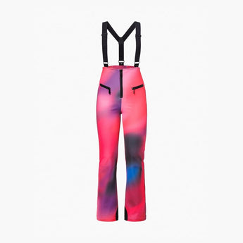 Goldbergh Manga Pant W ski overalls front view with central zipper diagonal hip pockets and abstract color gradient