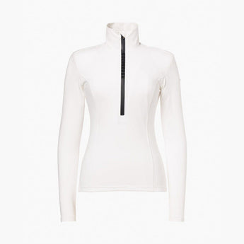 White Goldbergh Odette women's quarter-zip midlayer top with logo zipper tape