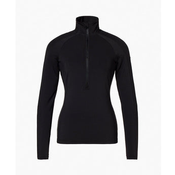Solid black Goldbergh Meave women's high-neck ski midlayer pullover with fitted silhouette