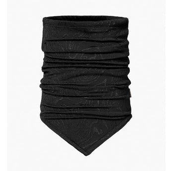 Black Goldbergh Ombra neckwarmer featuring reflective swirl jacquard weave
