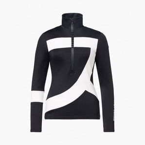 Goldbergh Kanji Ski Pullover women's black white slim fit half-zip midlayer