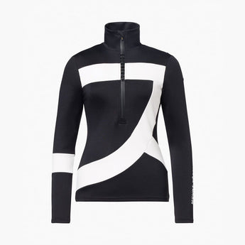 Goldbergh Kanji Ski Pullover women's black white slim fit half-zip midlayer