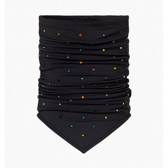 Goldbergh Macaron Neckwarmer black with multicolored rhinestones and ribbed texture