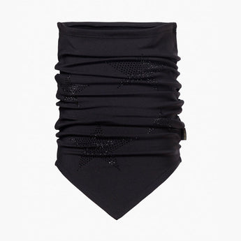 Black Goldbergh Kira Neckwarmer with glitter star pattern and soft stretch knit
