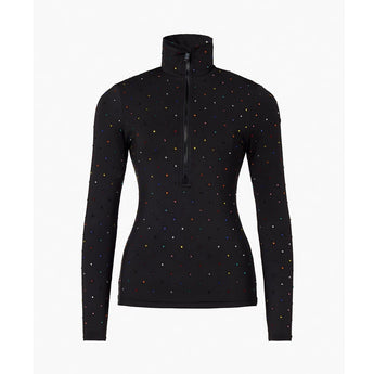 Black Goldbergh Eclair ski pullover with multicolor sparkly dots and half-zip front