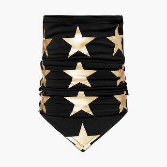 Goldbergh Giulietta black neckwarmer with metallic gold star pattern