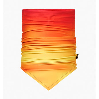 Goldbergh gradient red orange yellow neckwarmer with ruched fabric and branded label