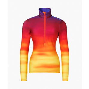 Goldbergh Sereno women's gradient purple-to-yellow ski midlayer with half-zip