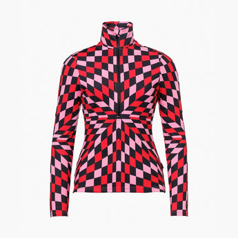 Goldbergh Chesu women's slim fit ski top front zipper red pink black starburst pattern