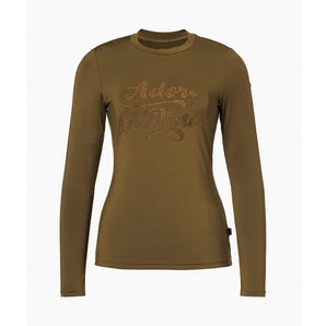 Goldbergh Francesca olive green 'Adoro la Pista' rhinestone women's midlayer front