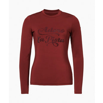 Goldbergh Francesca burgundy 'Adoro la Pista' rhinestone women's long sleeve midlayer