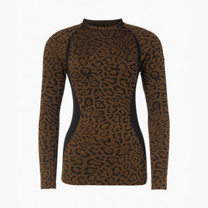 Goldbergh Feline front view slim fit crew neck midlayer with gold logo embroidery