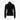 Black ribbed turtleneck sweater with white cuff text detail