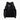 Back view of black puffer backpack showing mesh ventilation panel and padded straps