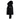 Side view of black quilted jacket with fur hood and brand patch