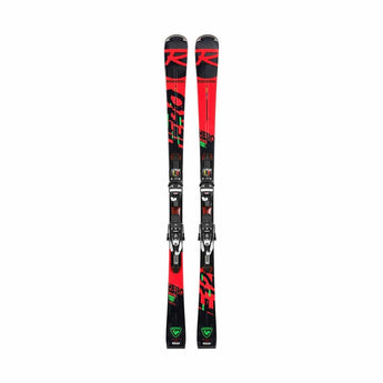 Used Rossignol Hero Elite ST TI Konect slalom skis with NX 12 bindings, black base with red graphics