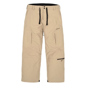 Front beige ARMADA Corwin 2L insulated snow pants with cargo pockets and drawstring waist