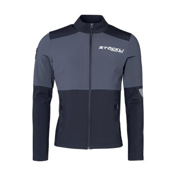 Stoeckli WRT Technostretch M athletic jacket front zip gray navy with chest logo and pockets