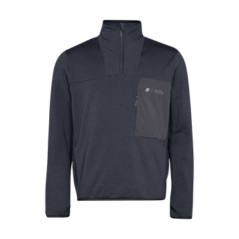 Stoeckli Montero dark heather gray half-zip pullover with racing logo on chest