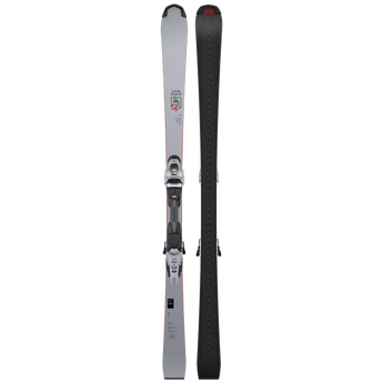 Van Deer SL 165 skis with matte grey top sheet, red stripe, and black bindings