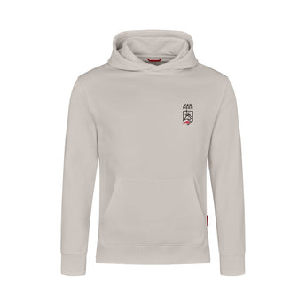 Van Deer Essential Hoodie in light beige with embroidered deer logo and kangaroo pocket
