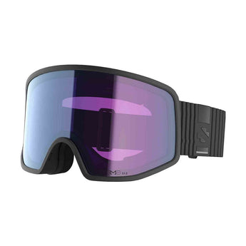 Front view of SALOMON SENTRY PRO wraparound ski goggle with reflective blue-purple lens