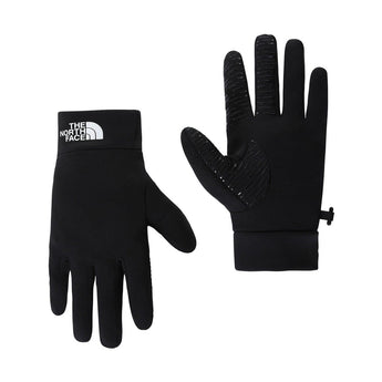 The North Face TNF Rino black full-finger hiking gloves with rubber grip and adjustable cuff