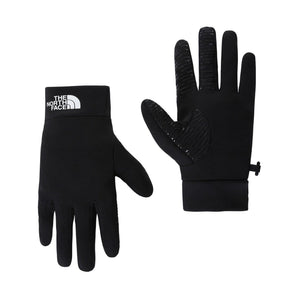 The North Face TNF Rino black full-finger hiking gloves with rubber grip and adjustable cuff