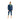 Navy blue men's fleece set with green panels and yellow trim for winter sports