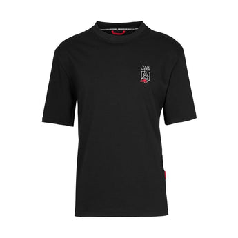 Black Van Deer Essential T-shirt featuring white and red deer emblem