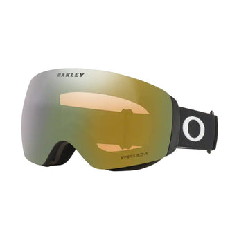 Oakley Flight Deck M ski goggle with black frame and gold-to-green PRIZM gradient lens