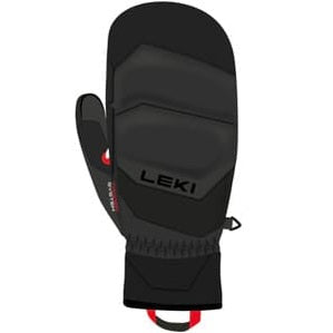 Black Leki Griffin Base 3D Mitt with textured segmented design and red accent details