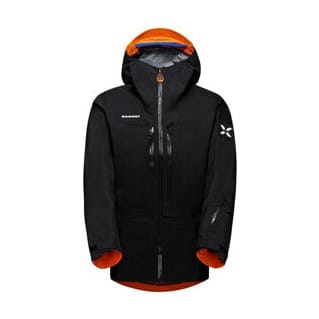Black Mammut Eiger Free Advanced HS Hooded Jacket Men with adjustable drawstring hood and zippered pockets
