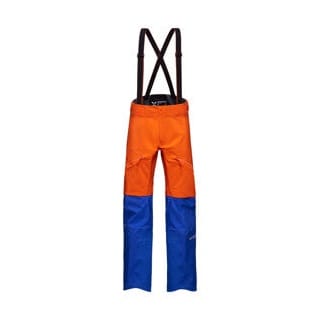 Orange and blue Mammut Eiger Nordwand Pro HS men's ski pants with zippered pockets