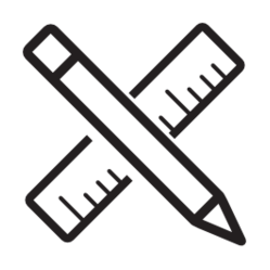 Pencil and rulers icon representing product personalization options
