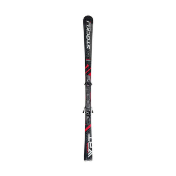 Stöckli Laser WRT used ski with SRT 12 black binding, black base with red accents