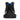 Black Ortovox Powder Rider 16 freeride backpack back view with blue accents and molded padding