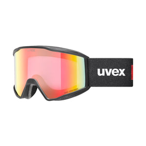 Uvex Blast CV ski goggles with black matte frame and pink-to-orange gradient lens