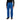 Full front view of royal blue Mammut ski pants with model wearing black boots