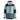 Front view of men's blue and grey ORTOVOX ski jacket with zippered pockets