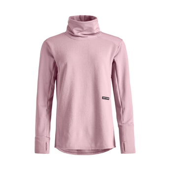Pink ORTOVOX fleece cord longsleeve w front cowl neck ribbed knit