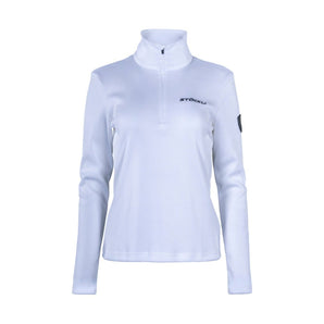 Stoeckli Rolli W white ribbed midlayer front half-zip with logo