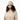 Beige ribbed knit beanie with sequins and folded cuff worn by woman