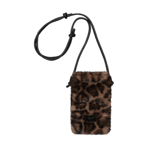 Barts Malinna vertical leopard print faux fur phone bag with drawstring closure