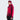 Burgundy red color-block women's ski jacket side profile high collar zipper