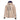 Beige hooded jacket with dark blue lining and circular sleeve logo