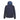 Navy blue ribbed back view of Dot Out Aria men's hooded jacket with striped cuffs