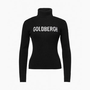 Goldbergh Fira black ribbed turtleneck sweater with white logo