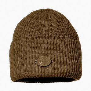 Goldbergh Bonbon Beanie in olive green ribbed knit with logo